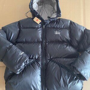 STUSSY Classic Embroidered Hooded Design down jacket